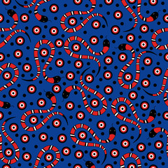 Fototapeta premium seamless pattern with various snakes, seamless pattern with snakes illustration 