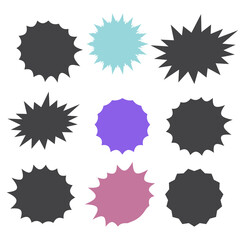 Starburst speech bubbles set. Bursting icon. Starburst isolated icons set