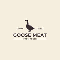 Fototapeta na wymiar Goose logo vintage meat goose vector icon illustration design template