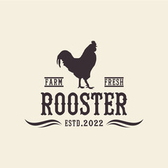 Fototapeta na wymiar rooster farm logo with retro vintage style vector icon symbol illustration design template
