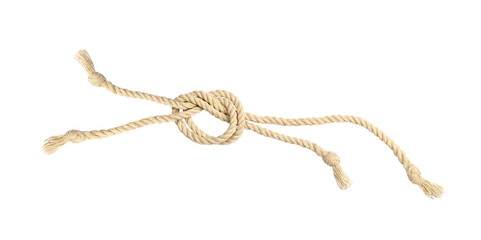 Beige cotton ropes with knot isolated