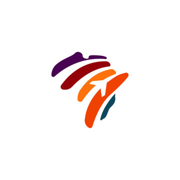 colorful abstract african plane airline logo concept. Vector illustration