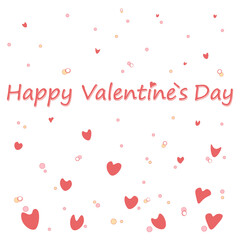 Happy valentine's day greeting card, hearts and confetti.