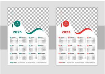 Print Ready One Page wall calendar template design for 2023.