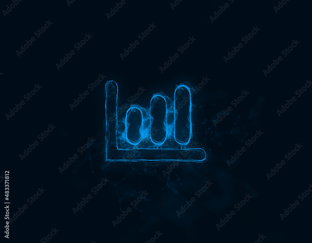 Poster business diagram with arrow icon with plexus effect. connected lines with dots. illustration