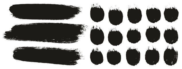 Round Brush Thick Long Background & Straight Lines Mix Artist Brush High Detail Abstract Vector Background Mix Set 