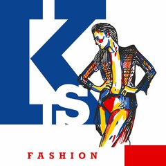 Stylized abstract portrait of a woman. A logo with a beauty figure with elements of red, blue and black. One-line continuous model. A girl in a jacket with a beautiful body.