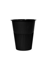 black disposable plastic cup on white isolated background