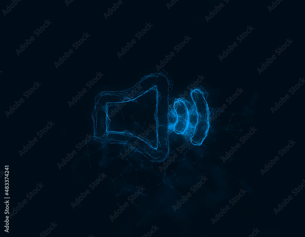 Fototapete audio voice sound icon with plexus effect. connected lines with dots. illustration