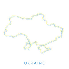Ukraine, silhouette. Vector minimalistic illustration of Ukrainian border. Abstract vector line drawing. One line art. Print design. Map, poster, banner. Simple, trendy