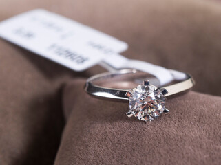 Diamond ring with sales tag