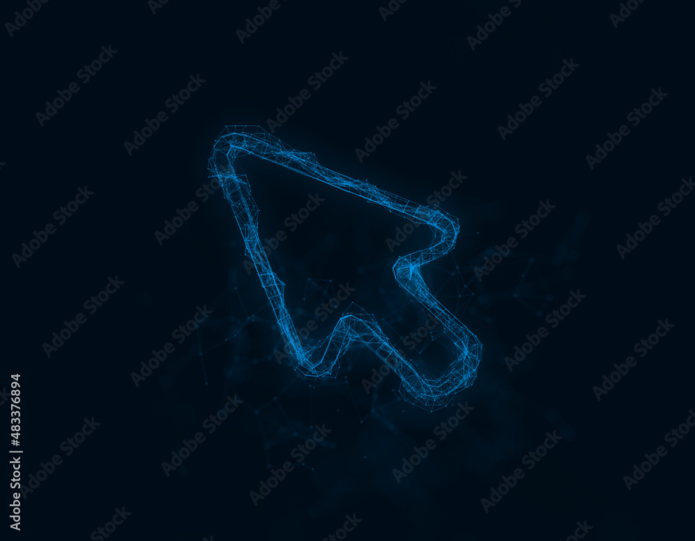 Poster Arrow cursor icon with plexus effect. Connected lines with dots. Illustration