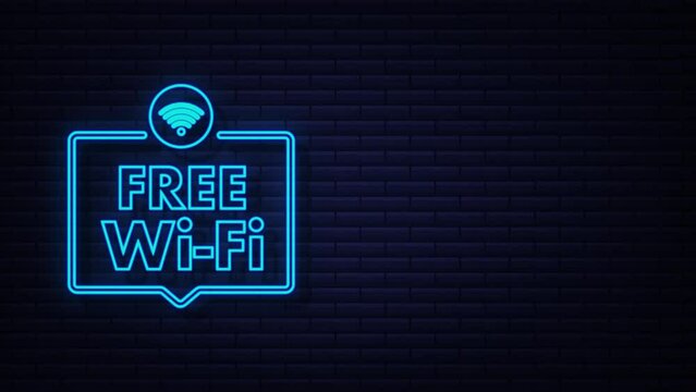 Free wifi zone blue icon. Free wifi here sign concept. Motion Graphic