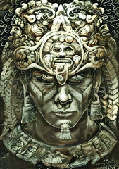 Fototapeta na wymiar A Mayan warrior. Vector illustration