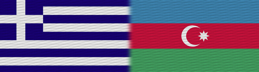 Azerbaijan and Greece Fabric Texture Flag – 3D Illustration