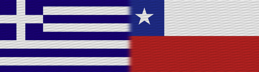 Chile and Greece Fabric Texture Flag – 3D Illustration