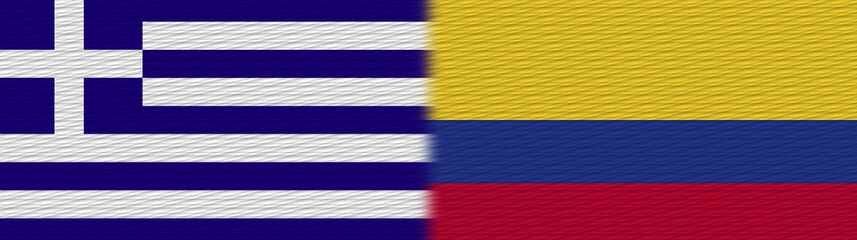 Colombia and Greece Fabric Texture Flag – 3D Illustration