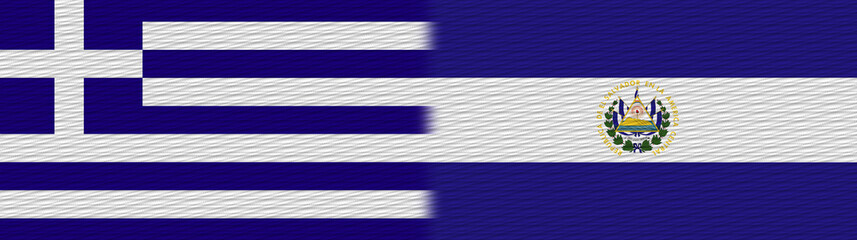 El Salvador and Greece Fabric Texture Flag – 3D Illustration