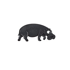 Gray hippopotamus on white background. African animal illustration for kids fabric, wallpapers, textile, nursing. Funny hippo isolated. 