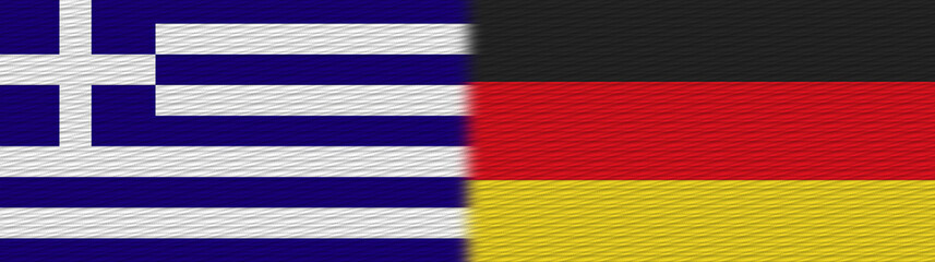 Obraz premium Germany and Greece Fabric Texture Flag – 3D Illustration