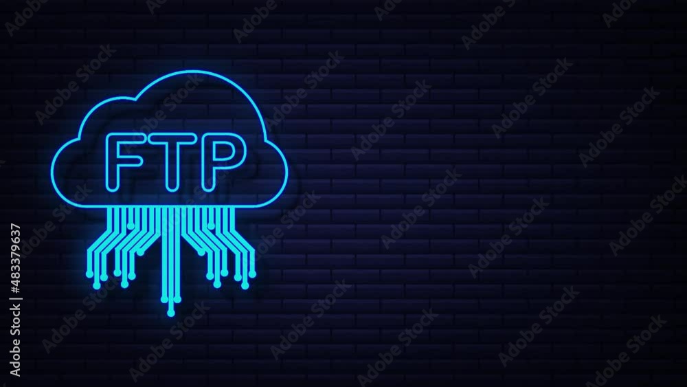 Aufkleber ftp file transfer icon. ftp technology icon. transfer data to server. motion graphic