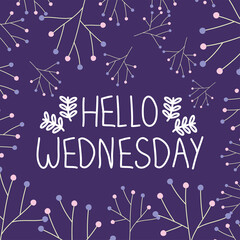 Fototapeta na wymiar purple hello wednesday design