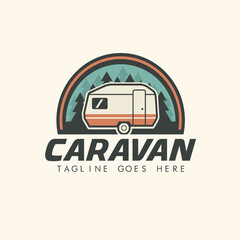 caravan camping logo. vector illustration