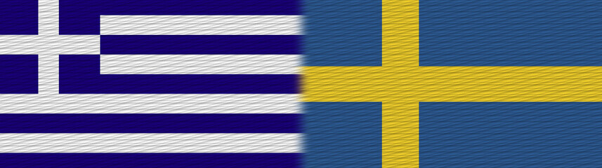 Sweden and Greece Fabric Texture Flag – 3D Illustration