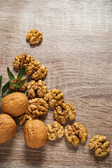 walnuts on the wooden background