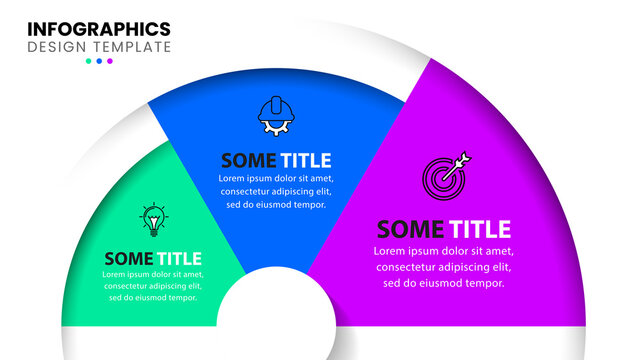 Infographic template with icons and 3 options or steps. Spiral