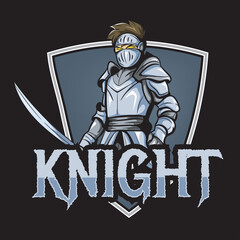 Warrior knight mascot. Vector Illustration