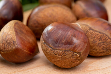 Autumn delicacies, chestnuts, white, white background