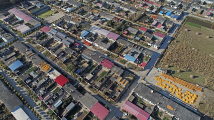 Rural houses in North China, aerial photography landscape
