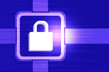 2d illustration Safety concept: Closed Padlock on digital background

