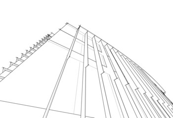 black and white sketch of building