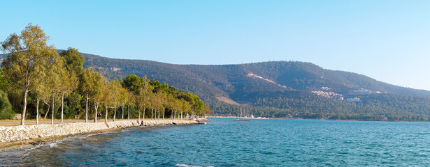 Seashore panorama in Akbuk village, Turkey