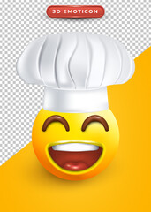 3d emoji with happy face and chef hat