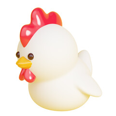 Chicken isolated on white background. 3d rendering
