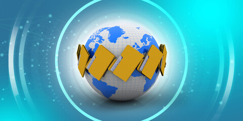 3d rendering File folders around Earth
