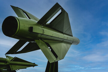 Missiles pointed towards the sky ready to fire in time of war and conflict.