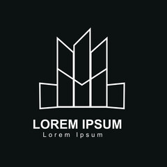 Fototapeta premium minimalist logo of buildings and buildings with firm shapes and bright white colors