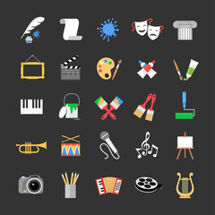 Set of colored art icons