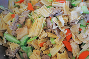 Fried meat with bean curd, a traditional Chinese dish