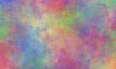 Abstract translucent watercolor background in purple, blue, red, yellow, orange and green tones. Copy space, horizontal banner.