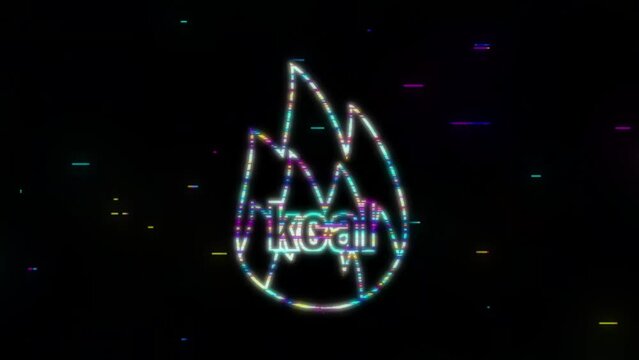 Kilocalorie neon emblem, kcal reduction. Zero calories diet program packaging. Motion Graphic