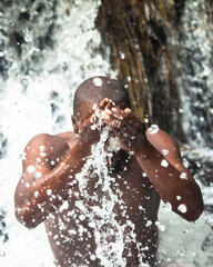 Fototapeta na wymiar Man enjoying the river in Choco, Colombia.