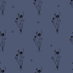 Vector illustration. Floral seamless pattern. Bouquet of wild flowers. Hand drawn flower field. simple flowers.