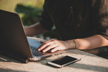 Women using computer laptop freelance work