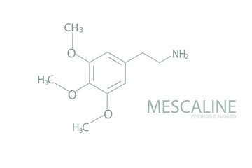 Mescaline (psychedelic alkaloid) molecular skeletal chemical formula.	 - obrazy, fototapety, plakaty