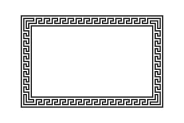 Meander rectangle frame. Meander border, greek ornament frame. Geometric seamless meandros border in grecian ancient style. Vector illustration. - obrazy, fototapety, plakaty